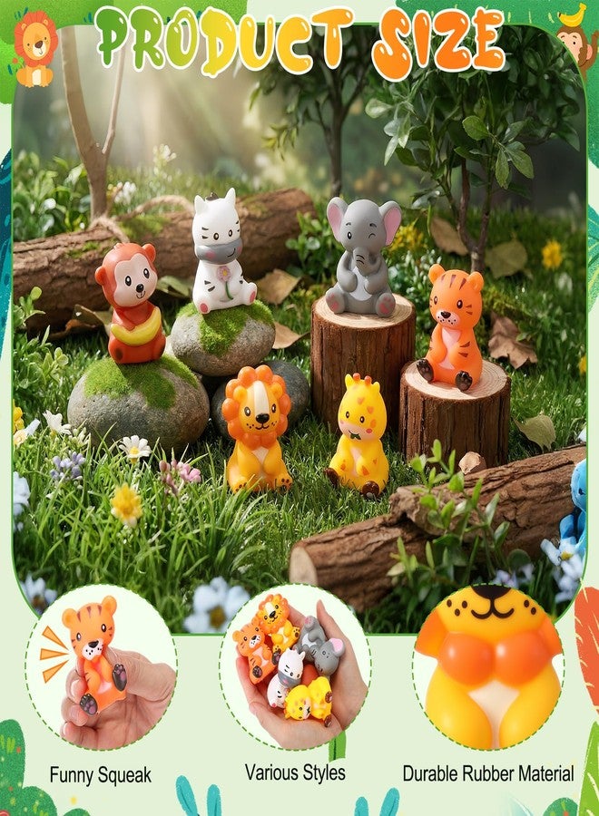 Blueweenly 24 Pcs Rubber Jungle Safari Animal Bulk Zoo Animal Figures Toys Wild Jungle Birthday Party Favors Zebra Elephant Monkey Lion Giraffe Bath Toys for Kids Birthday Baby Shower Classroom Prize - Image 3